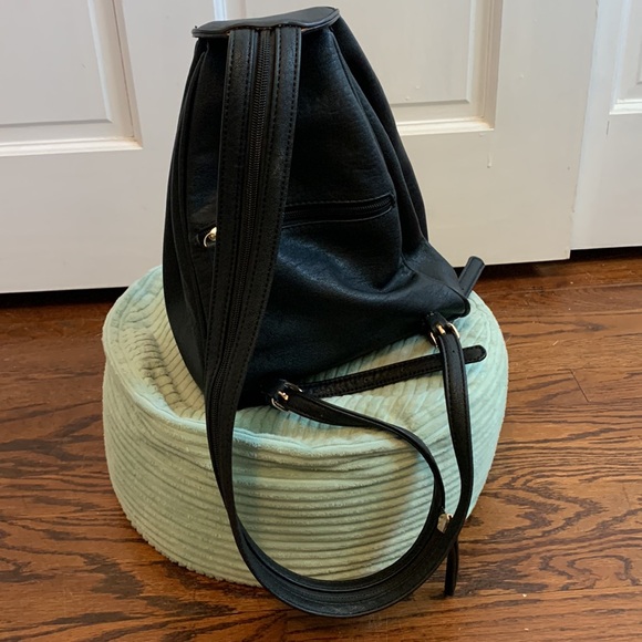 Faux leather black convertible crossbody/mini backpack purse - Picture 9 of 11